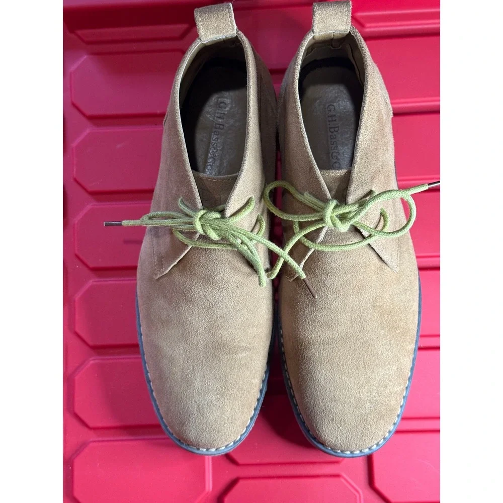 GH Bass & Co Pearce Mens Tan Suede Chukka Boots Size 8 D Desert Lime Green Laces
